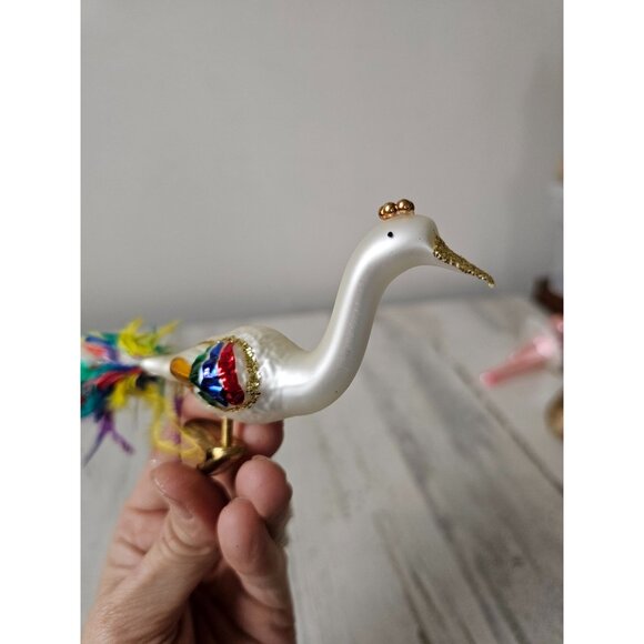 Rainbow glass swan clip ornament feather glass Xmas bird tree - Picture 4 of 9